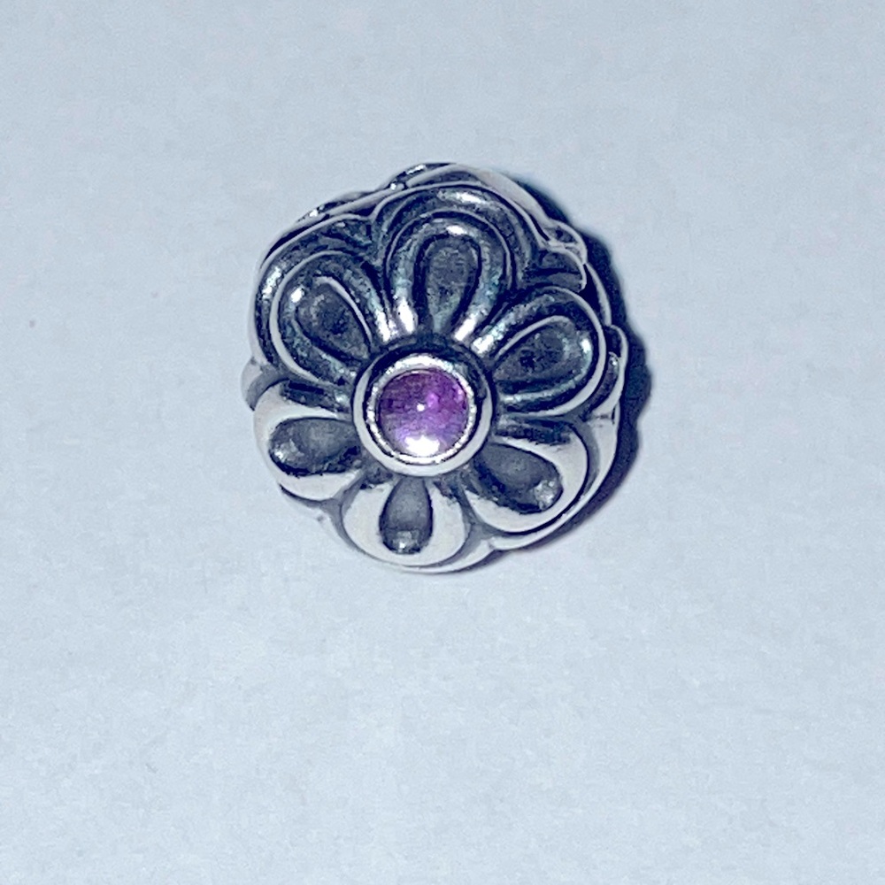 Pandora Amethyst Zinnia Flower Clip 925 Ale